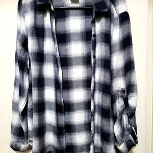 Black and white plaid button down